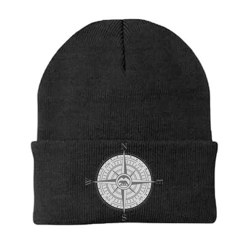 Compass Camping Embroidered Beanie