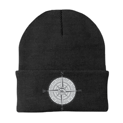 Compass Camping Embroidered Beanie