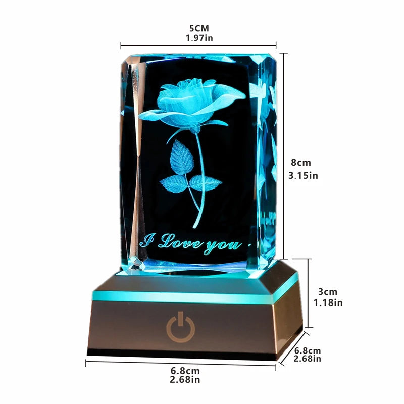 3D Rose Crystal LED Night Light