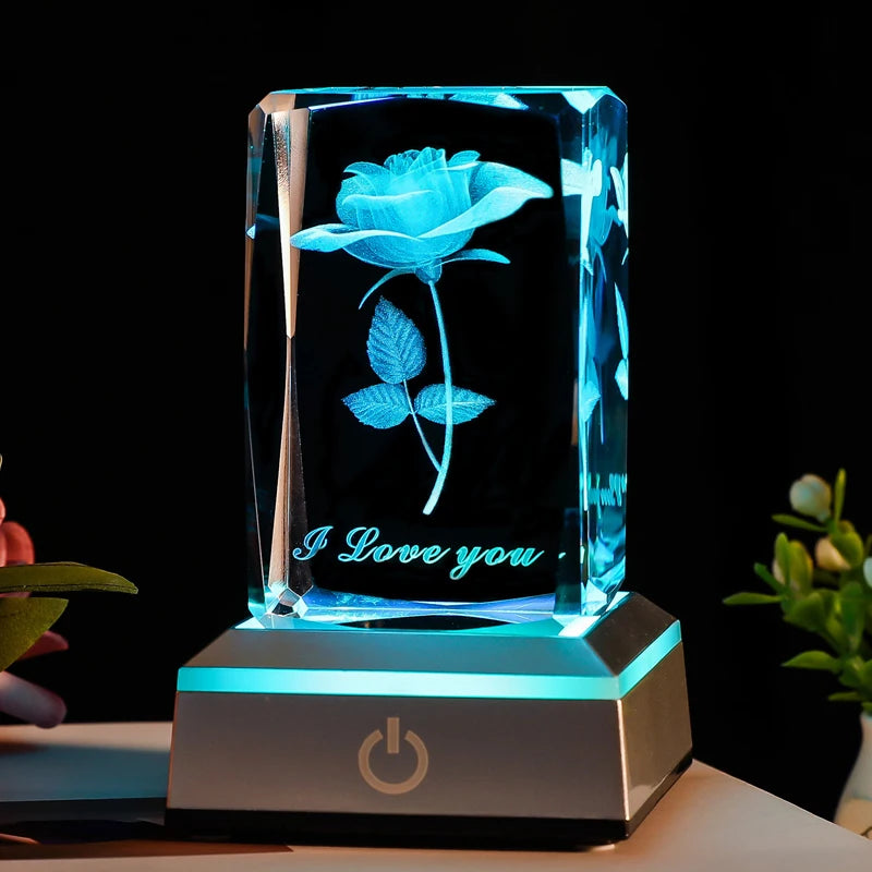 3D Rose Crystal LED Night Light