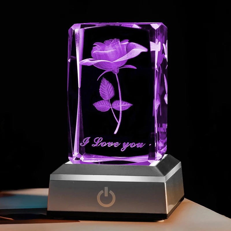 3D Rose Crystal LED Night Light